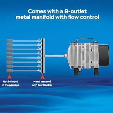 AquaMiracle Aquarium Air Pump Commercial Air Pump with Aluminum Housing, 120W/1750GPH Fish Tank Bubbler Pond Aerator for Aquariums, Ponds, Hydroponics - Image 4