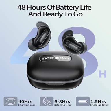 Sleep Earbuds, Mini ANC Wireless Earbuds Bluetooth 5.4 Headphones Deep Bass Stereo, 48H Playtime Ear Buds, 4 ENC Noise Cancelling Mic, In Ear IP7 Waterproof Earphones for Side Sleepers,Touch Control - Image 7