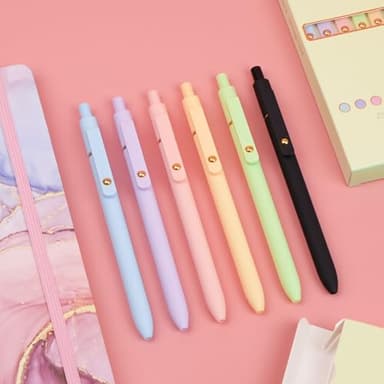 Ddaowanx Colored Gel Pens, 0.5mm Fine Point Retractable,Colorful Pens for Journaling,School Supplies, Gifts for Nurse and Teens, Stockings Stuffers for Women(6Pcs-Aesthetic Colors) - Image 7