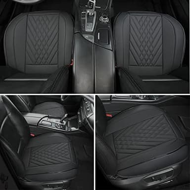 GIANT PANDA Premium PU Leather Front Car Seat Cover Protector Anti-Slip Bottom Seat Cover Fits 95% of Vehicles, Wrapping Around The Bottom (1 Pack - Black) - Image 7