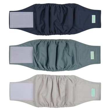 wegreeco Washable Male Dog Belly Band (Stylish Pattern)- Pack of 3 - Washable Male Dog Belly Wrap, Dog Diapers Male (Blue, Green, Champagne, X-Large) - Image 1
