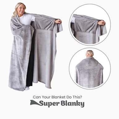 Super Blanky Wearable Blankets for Women, Adult Wearable Blanket Men, Christmas Gifts for Women, Comfy Girlfriend Birthday Gifts for Her, Wife Birthday Gift Ideas, Blanket With Sleeves - Light Gray - Image 7