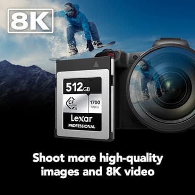 Lexar 512GB Professional Silver SE CFexpress Type B Memory Card, for Photographers, Videographers, Up to 1700/1250 MB/s, 8K Video (LCXEXSE512G-RNENU) - Image 4
