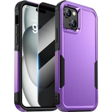 Diaclara Designed for iPhone 15Case, [with Privacy Screen Protector] [Anti Spy] [Military Grade Drop Protection] Heavy Duty Full-Body Shockproof Phone Case, Purple - Image 1