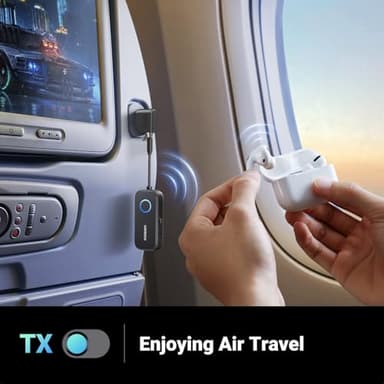UGREEN Airplane Bluetooth Transmitter Receiver for 2 Airpods or Headphones, Airplane Travel Essentials 2-in-1 Wireless Bluetooth Adapter-Use with Any 3.5MM Jack on Flight, TV, Car Stereo, Treadmill - Image 4