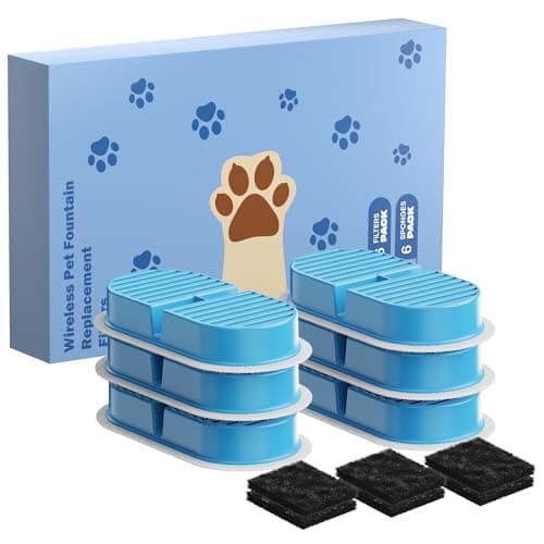 Replacement Cat Water Fountain Filters: VKIMISS Official 12 Pack Cat Fountain Replacement Filters & Pre-Filter Sponges for 108oz/3.2L Automatic Pet Fountains (6 Filters+ 6 Sponges) - Image 1