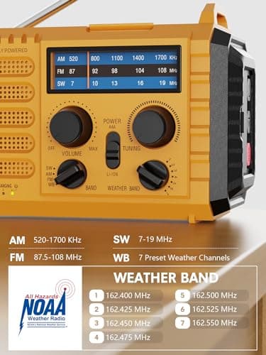 Raynic Weather Radio, 5000mAh/18500mWh NOAA Weather Radio, Solar Hand Crank Emergency Radio with AM/FM/SW/NOAA Weather Alert, Flashlight, Reading Lamp, Cell Phone Charger and SOS Siren - Image 8