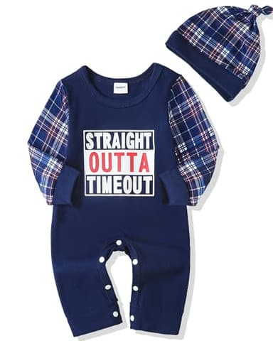 NZRVAWS Newborn Baby Boy Clothes Infant Boy Outfits Letter Print Romper Jumpsuit Bodysuit Letter Print Romper - Image 1