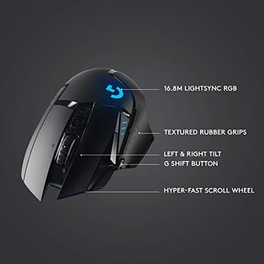 Logitech G502 Lightspeed Wireless Gaming Mouse with Hero 25K Sensor, PowerPlay Compatible, Tunable Weights and Lightsync RGB - Black - Image 6