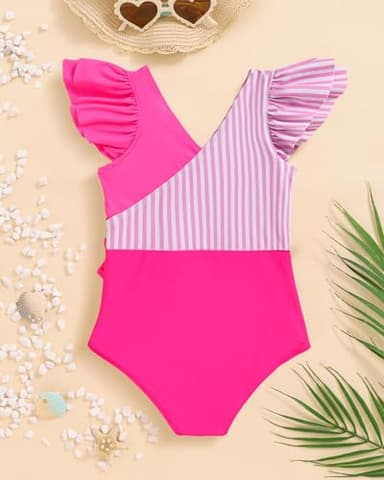 Toddler Bathing Suit Girl 3T 4T Swimsuit Girls One Piece Girls Swimsuit Bathing Suit Beach Essentials Pink Block Summer Swimwear - Image 5
