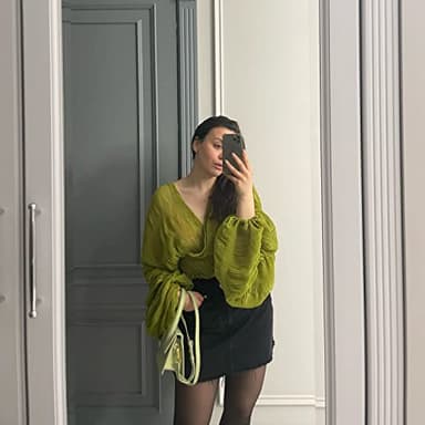 Bell Sleeve Tops for Women Dressy Tops for Evening Wear Lace Blouses for Women (Green,One Size,One Size) - Image 2