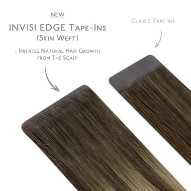 WENNALIFE Invisi Edge Tape in Hair Extensions Human Hair, 20 Inch 50g 20pcs Balayage Chocolate Brown to Caramel Blonde Invisible Luxury Remy Hair Extensions Natural Seamless Injected Tape Ins Straight - Image 2