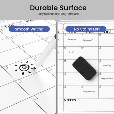 Lumspax Monthly Whiteboard Calendar for Wall, Small 16" x 12" Dry Erase Board with Plastic Frame, Hanging Dry Erase Calendar with 3 Mini Sticky Notes for Kitchen Planner, Memo, Home and Office - Image 7