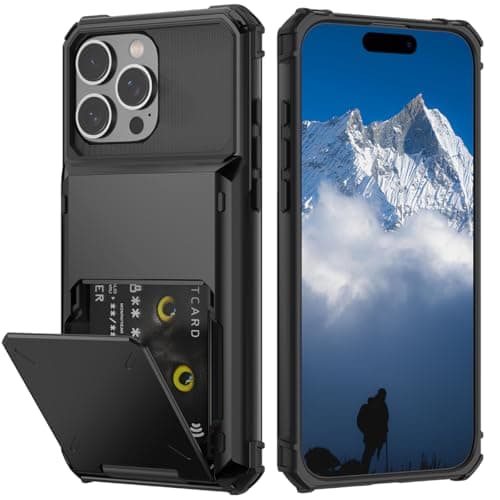 Nvollnoe Compatible with iPhone 16 Plus Case with Card Holder[Store 5 Cards] Dual Layer Heavy Duty Shockproof Wallet Case with Hidden Card Slot Large Storage Cover for Men&Women 6.7 inch(Black) - Image 1