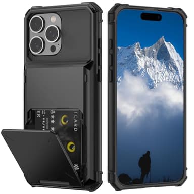 Nvollnoe Compatible with iPhone 16 Plus Case with Card Holder[Store 5 Cards] Dual Layer Heavy Duty Shockproof Wallet Case with Hidden Card Slot Large Storage Cover for Men&Women 6.7 inch(Black) - Image 1