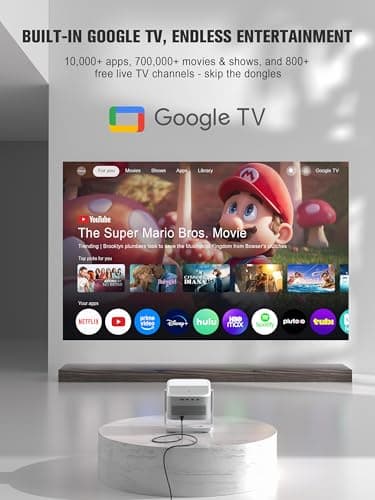 【Official Licensed Google TV/Netflix】4K Smart Projector with WiFi and Bluetooth, VOPLLS 2000 ANSI Outdoor Projectors with Dolby/Auto Focus, Portable Movie Phone Gaming Wifi Proyector for Bedroom/Home - Image 2
