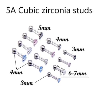 5MM Cubic Zirconia Stud Screw Backs Sterling Silver Earrings for Women, Hot Pink - Image 6