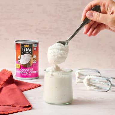 Thai Kitchen Coconut Whipping Cream, Sweetened, No Artificial Colors or Preservatives, Non-Dairy Alternative to Whipped Cream, For Dairy Free Desserts, 13.66 fl oz - Image 8