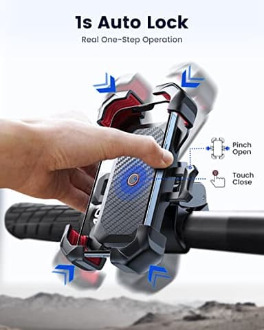 JOYROOM Motorcycle Phone Mount, [1s Auto Lock][100mph Military Anti-Shake] Bike Phone Holder for Bicycle, [10s Quick Install] Handlebar Phone Mount, Compatible with iPhone, Samsung, All Cell Phone - Image 2