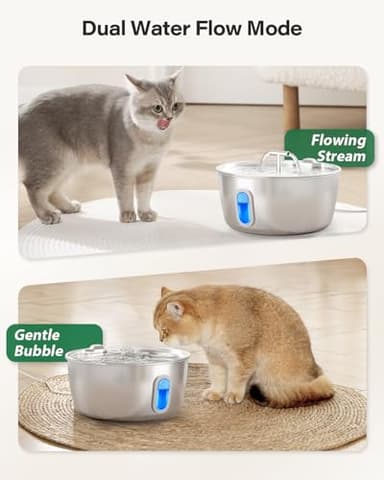 Cat Water Fountain Stainless Steel - 3.2L/108oz Pet Water Fountain for Cats Indoor - Automatic Pet Watering Dispenser (4 Filters) - Image 6