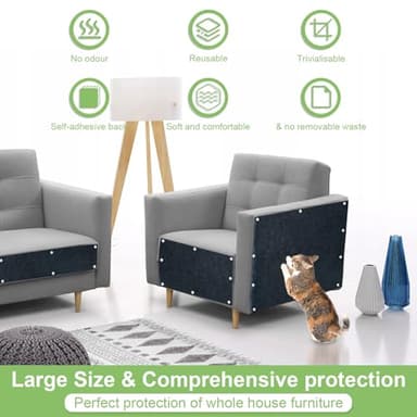 Cat Scratching Mat, Trimmable Self-Adhesive Cat Carpet for Cat Tree Cat Scratching Post Replacement, Cat Couch Protector from Cat Claws, Cat Scratch Furniture Protector (Dark Gray, 78.7"x15.8") - Image 4