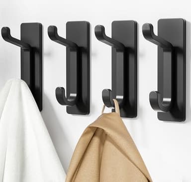 pickpiff 12 Pack Wall Hooks for Coat and Towel: 13LB Adhesive Door Hanger Stick on, Black - Image 2