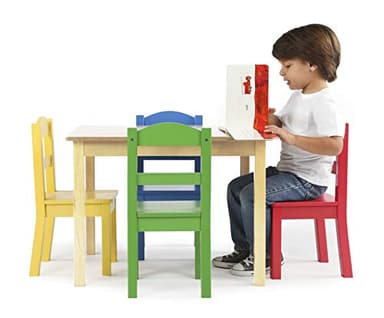 Humble Crew Kids Wooden Table and 4 Chairs Set, Natural/Primary - Kids Table and Chair Set for Toddlers and Children for Arts, Crafts, and Snack Time - Sturdy, Durable Toddler Activity Table - Image 7