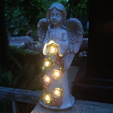 VIOYOUNS Angel Solar Garden Outdoor Statues with Succulent Plants and 6 LED Lights– Outside Solar Garden Decor Figurines -Remembrance & Sympathy Gifts Decorations - Image 3