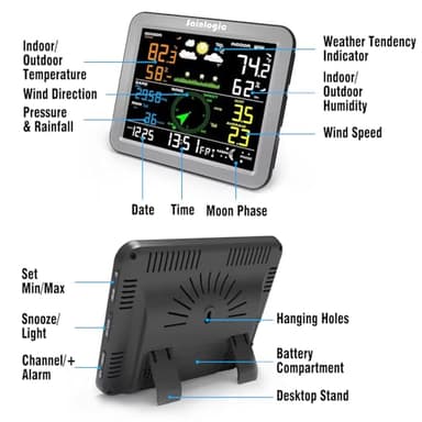 Sainlogic Wireless Weather Station with Outdoor Sensor,Weather Forecast, Temperature,Air Pressure,Humidity,Wind Gauge,Rain Gauge - Image 7