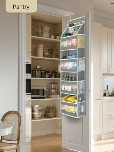 Yecaye 5 Tier 1Pc Over the Door Organizer, Swing-proof Door Organizer Hanging with Clear PVC Windows, Behind the Door Storage for Bedroom Nursery Closet Laundry Pantry Bathroom, Grey - Image 9