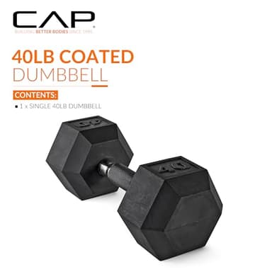 CAP Barbell Coated Dumbbell Weights with Padded Grip, Single, 40 LBS - Image 2