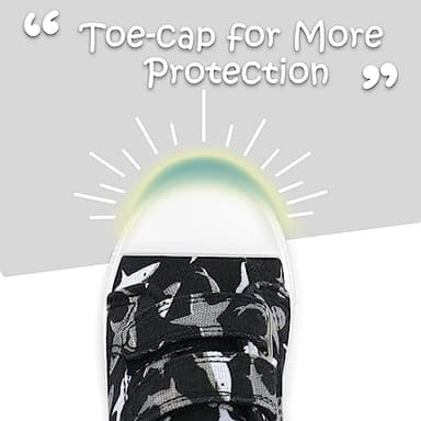 K KomForme Toddler Boys & Girls Shoes Kids Canvas Sneakers with Cartoon Dual Hook and Loops, Size 11 Little Kid, Black - Image 4