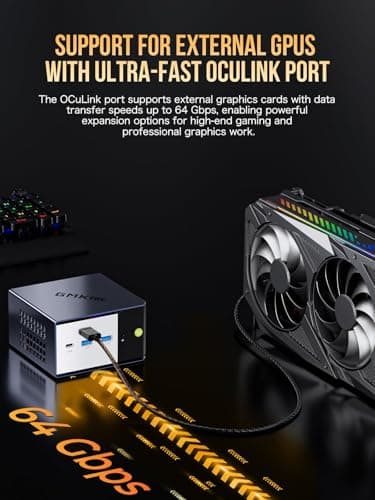 GMKtec EVO-X1 AI Mini PC AMD Ryzen AI 9 HX-370 Series (up to 5.1GHz) Mini Gaming Computers, 32GB LPDDR5X 2TB PCIe 4.0 SSD, Triple Screen 8K Display, WiFi 6 & USB4/Oculink Interface - Image 7