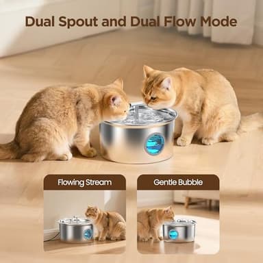 Cat Water Fountain Stainless Steel: 2.6L Cat Fountain for Drinking - Pet Water Fountain for Cats Indoor - Automatic Pet Water Dispenser Bowl - Best Auto Feeding Supplies Gift for Small Dog Large Kitty - Image 4