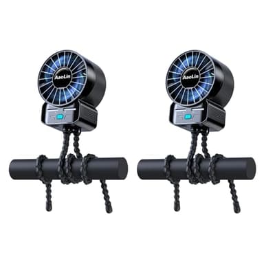 2 Pack Multifunctional Portable Stroller Fan 4 Speed 6600rpm High Speed Usb Rechargeable Personal Mini Handheld Fan Extended Tripod For Desktop Winding Kids Bed Treadmill Bike Golf Cart Outdoor Travel - Image 1