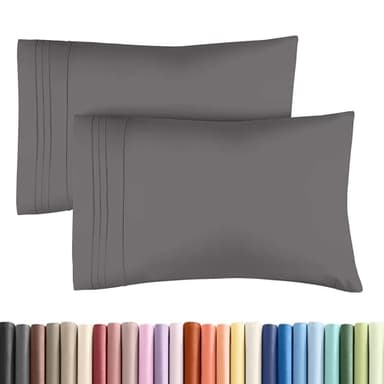 King Pillow Cases Set of 2 - Ultra Soft Hotel Quality Pillowcase Covers - Comfy, Cozy & Wrinkle Free - Shrinkage, Stain & Fade Resistant - Machine Washable Pillow Protectors - 2 Piece Set - Dark Grey - Image 1