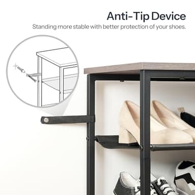 HOOBRO Shoe Rack, 5 Tier Shoe Storage Organizer with 4 Oxford Fabric Shelves and Top Panel, Holds 16-20 Pairs of Shoes, for Entryway and Closet, Industrial, Greige and Black BG50XJ01 - Image 7