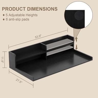 ChooChoo 2-Tier Washer Dryer Countertop with Adjustable Shelf, Spacious Laundry Room Storage for Folding Clothes and Efficient Organization, Black - Image 2