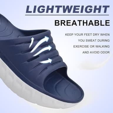 KuaiLu Mens Recovery Sandals Sport Comfortable Arch Support Athletic Cushion Walking Slides Orthopedic Plantar Fasciitis Open Toe Slip On Wide Width Summer Beach Waterproof Slippers Blue White Size 11 - Image 6
