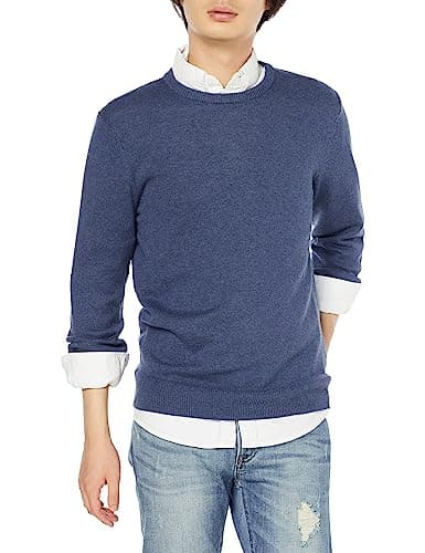 Amazon Essentials Men's Long-Sleeve Crewneck Sweater, 100% Cotton, Big & Tall Options Available, Blue Heather, X-Large - Image 1