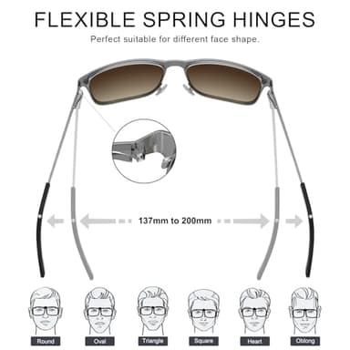 CARFIA Metal Mens Sunglasses Polarized - UV400 Protection Cool Shades with Grid Pattern & Leather Case CA5223 - Image 4
