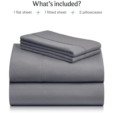 LuxClub 4 PC King Size Sheet Set Deep Pockets Wrinkle Free Cooling Bed Sheets Machine Washable Hotel Bedding Silky Soft - Light Grey King - Image 2