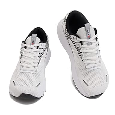 JACKSHIBO Wide Toe Box Shoes for Men Arch Support Shoes Wide Width Sneakers for Running Walking Athletic Tennis Orthopedic Plantar Fasciitis Workout with Thick Cushioned Zero Drop Sole White - Image 8