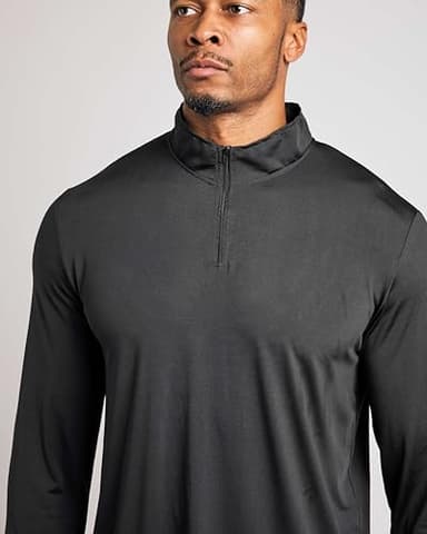 Real Essentials 3 Pack: Men's Dry-Fit Active Quarter Zip Long Sleeve Athletic Performance Pullover (Available in Big & Tall) Set 7 M - Image 3