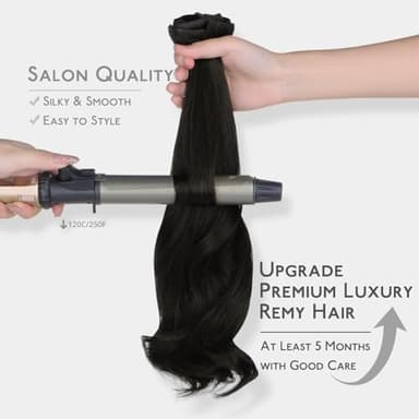 WENNALIFE Invisi Edge Clip in Hair Extensions Real Human Hair, 20 Inch 150g 7pcs Natural Black Seamless Clip in Extensions Remy Hair Clip Ins Invisible Skin Weft Straight Extensiones De Cabello Hmano - Image 6