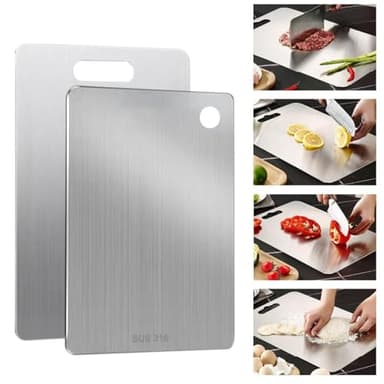 316L Stainless Steel Cutting Boards for kitchen, Katuchef Stainless Steel Chopping Board Non Toxic Food Grade Double Sided Dishwasher Safe Metal Cutting Board Meat Fruit Vegetables(1PC-XXL 12x17.5in) - Image 1