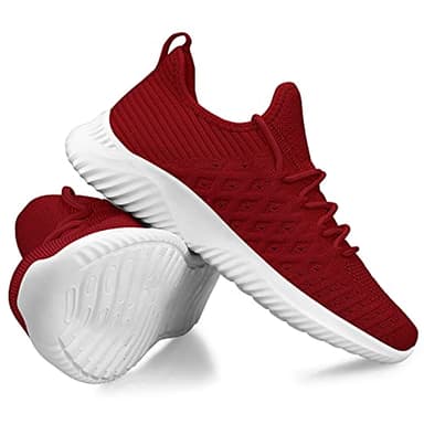 Feethit Womens Slip On Walking Shoes Non Slip Running Shoes Breathable Workout Shoes Lightweight Gym Sneakers Burgundy Size 6 - Image 5