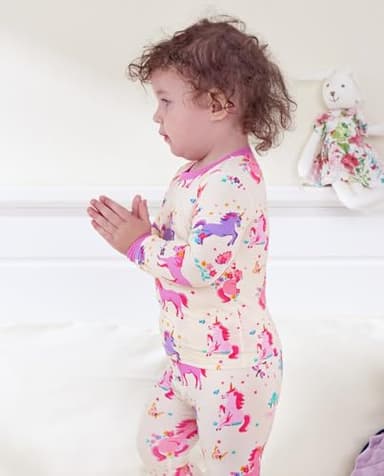 babee Reshinee Bamboo Viscose Toddler Girls Kids Pajamas Sunny Sprouts Pjs Long Sleeve Snug fit 3-4T 2pcs Soft Jammies - Image 5