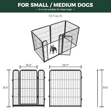 FXW Homeplus Unleashed Indoor Dog Playpen - Stress-Free and Safe Play, Heavy Duty 32 Inch 6 Panels Dog Pen for Small and Medium Dogs, Black│Patented - Image 2
