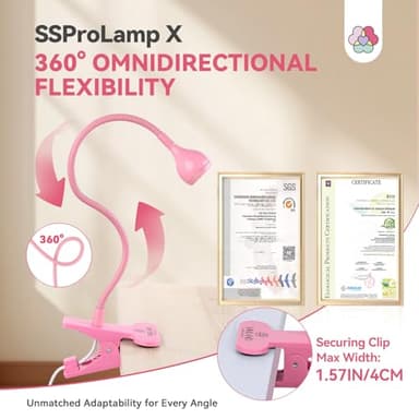 SAVILAND Gooseneck U V Lamp for Gel Nails: 2025 Pink LED U V Nail Gel Lamp 10s Flash Cure Light Gel Nail Tips Lamp with Desk Clip for Gel Nail Polish Mini Nail Dryer for Manicure Gel Light - Image 3